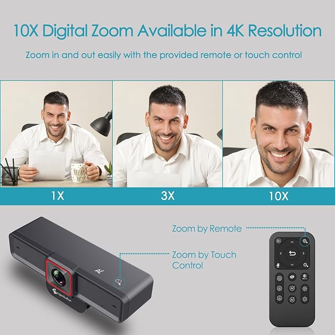 Angetube 4K AI Webcam: AI-Tracking Web Camera Dual AI Noise-Cancelling Microphones - HDR-Enabled USB 3.0 Remote Control Sony_Sensor Adjutable Field of View Work with Teams Zoom Webex