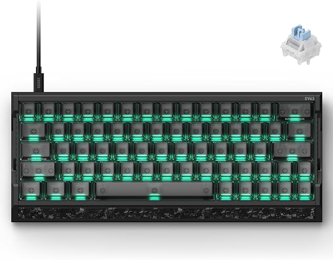IQUNIX EV63 Hall Effect Gaming Keyboard 60% | Magnetic X Ultra Switch 0.01mm Rapid Trigger 0.125ms Latency 8kHz Polling Adjustable Actuation Aluminum with Forged Carbon for FPS(Dark Knight)