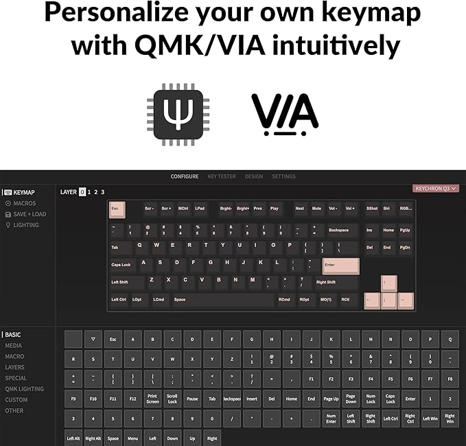 Keychron Q3 QMK/VIA Wired Custom Mechanical Keyboard Full Aluminum Tenkeyless Layout Programmable Macro with Hot-swappable Gateron G Pro Brown Switch Compatible with Mac Windows Linux (Blue)