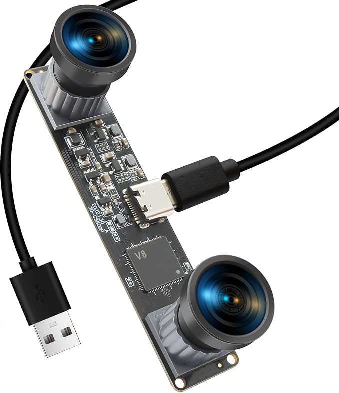 MMlove Monochrome USB Stereo Camera Module with Synchronous Dual Lens and Global Shutter800P 120fps Wide Angle High Speed 3D Webcam for VR Face RecognitionPC/Laptop/Raspberry Pi