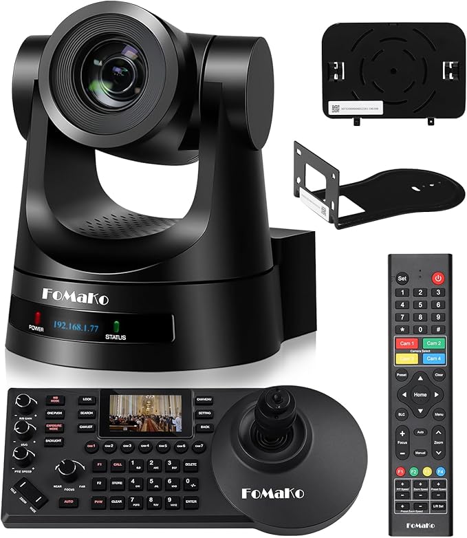 FoMaKo PTZ Camera 20x Optical Zoom AI Auto-Tracking Gen 3 PoE HD 1080PPTZ Camera Controller for Church Worship Live ServicesNDI Upgradeable (PTZ Bundle FMK20SDI+KC608) BH201