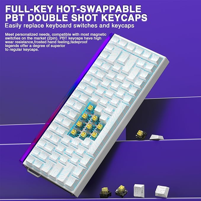 Aula Hero 84 HE - 75% Mechanical Gaming Keyboard Hall Effect Magnetic Switches Keyboard 8000Hz Polling Rate RGB Neon Light Box Hot-Swappable Side-Printed PBT Keycaps Gamer Keyboards for PC/Mac