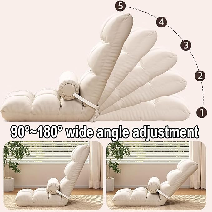 Floor Gaming Chair Convertible Lazy Sofa Chair with 5-Position Adjustable Backrest Meditation Chair Removable and Washable Chair Cover for Reading Meditating(Gray)