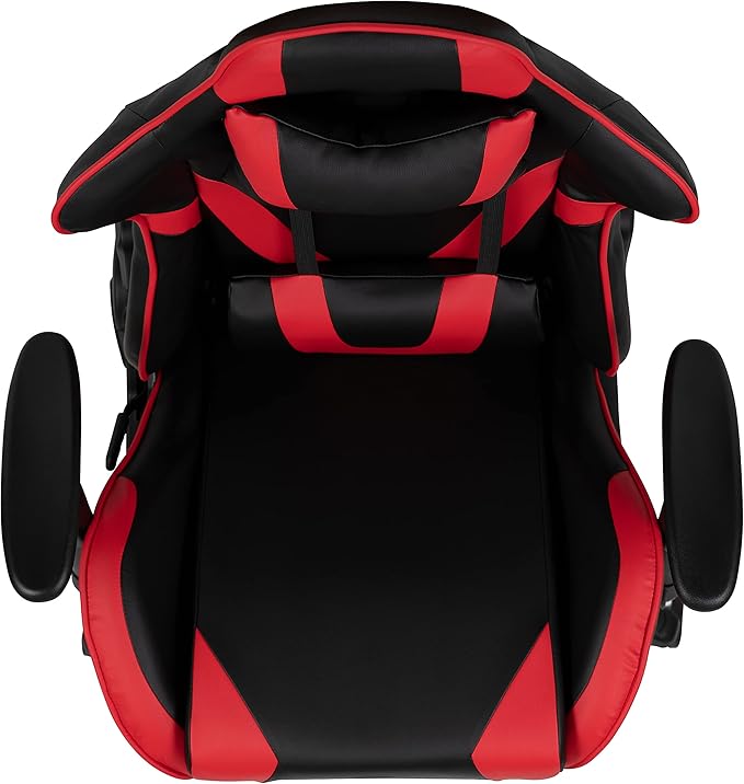Flash Furniture X20 Fully Reclining LeatherSoft Racing Style Gaming Chair with and Lumbar Pillows Ergonomic Padded Swivel Computer Chair Red/Black
