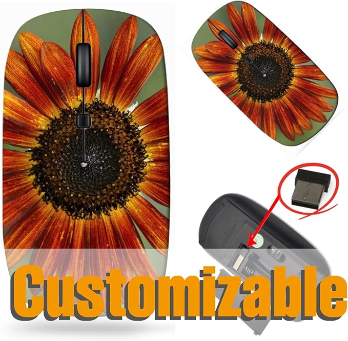 maizi Mouse Wireless for Mac Computer Personal Laptop Mice Wireless Image ID: 33034016 Sunflower Travel Mouse 2.4G USB Receiver Printed in USA
