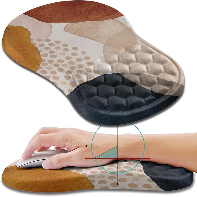 Hokafenle Ergonomic Mouse Pad Wrist Support Wrist Rest Mousepad for Carpal Tunnel Pain Relief with Integrated Memory Foam Slope Massage Bulge (11.8x7.9 inchAbstract Marble