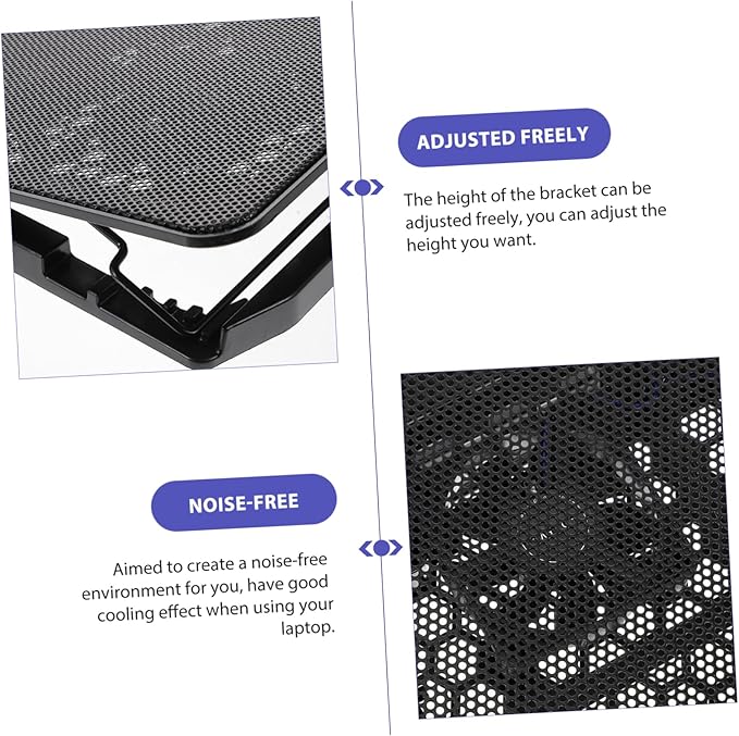 Uonlytech Laptop Cooling Stand Adjustable Height Quiet Fan and USB Port Portable Cooling Pad for Laptops for Travel and Business Use