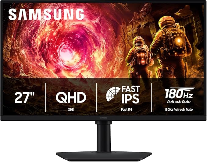 Samsung 27” Odyssey G5 G50F QHD Resolution Gaming Monitor 180Hz Refresh Rate Fast IPS Panel HDR10 NVIDIA G-Sync Compatible 1ms Response Time (GtG) AMD FreeSync™ Adjustable Stand LS27FG502ENXZA