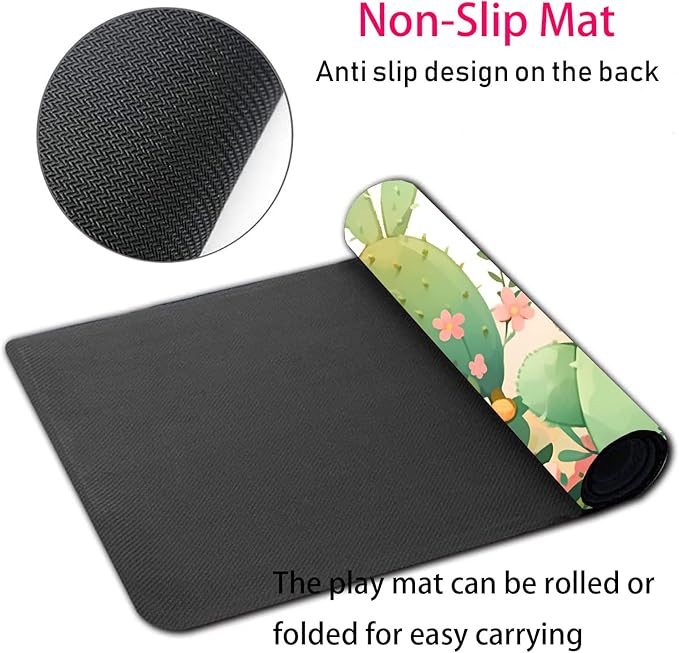Large Gaming Mouse Pad + Mouse Wrist Rest Pad + Coaster Combination 31.5 x 11.8 Durable Non-Slip Extension Table Mat Suitable for Office and Home Cactus