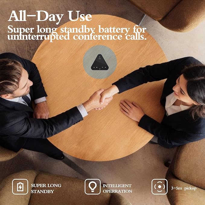 Conference Speaker and Microphone Bluetooth Speakerphone with 360° Voice Pickup USB-C Plug &amp Play Compatible with Leading Platforms for Personal Workspaces