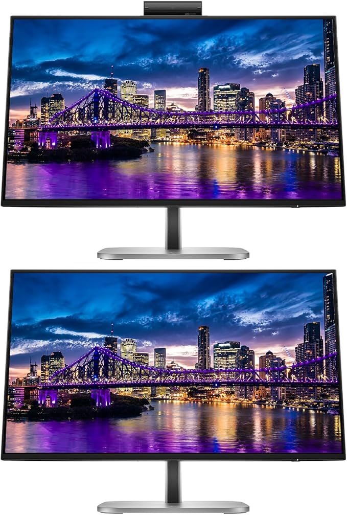 HP Series 5 Pro 24-inch 524pm FHD 1080P Conferencing Monitor 2-Pack Bundle with 524pf Webcam Mic Speaker Low Blue Light HDMI DisplayPort USB Hub USB-C with 100W PD
