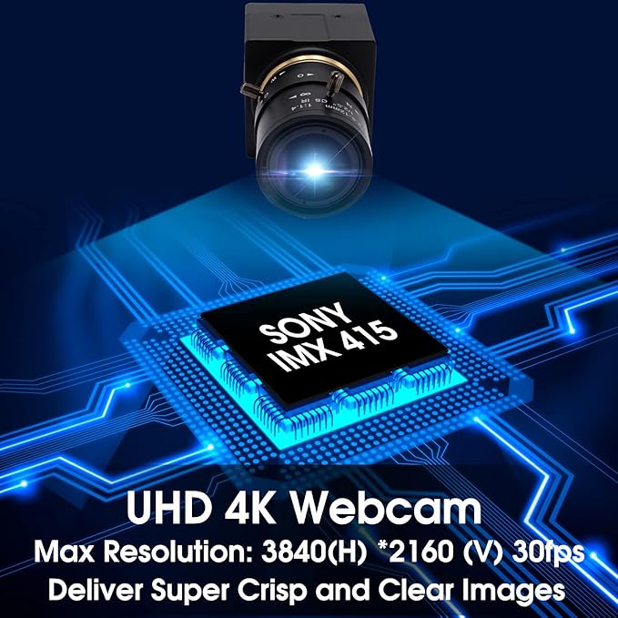 SVPRO USB Camera 4K Ultra HD Webcam with Zoom Lens 2.8-12mmManual Focus Camera 3840x2160 30fps Sony IMX415 Sensor Camera USB UVC Video Camera for Mac/Windows/Linux/Android