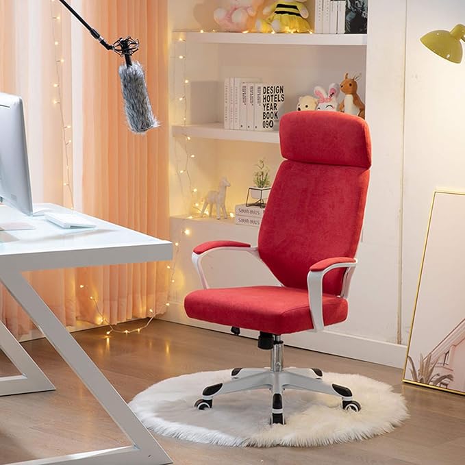 Mlaea High Back Gaming Chairs Living Room Chair with Height Adjustable Rocking Function Executive Swivel Computer Chair(Size:50 * 47 * 105-113CMColor:White)