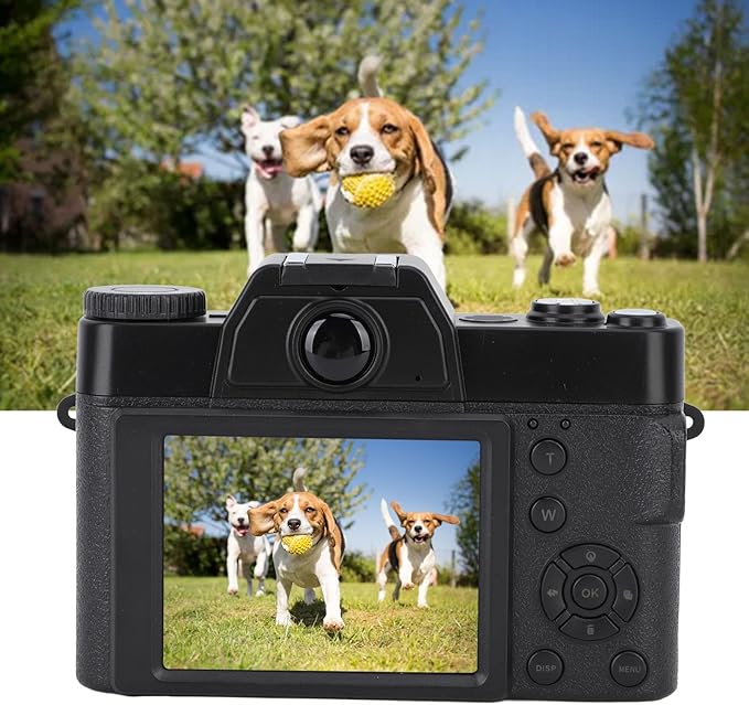 4K HD Digital Camera 48MP Autofocus Webcam Vlogging Camera with 16X Zoom Fill Light 1500mAh Battery Timer Portable Video Camera for Photography Live Streaming