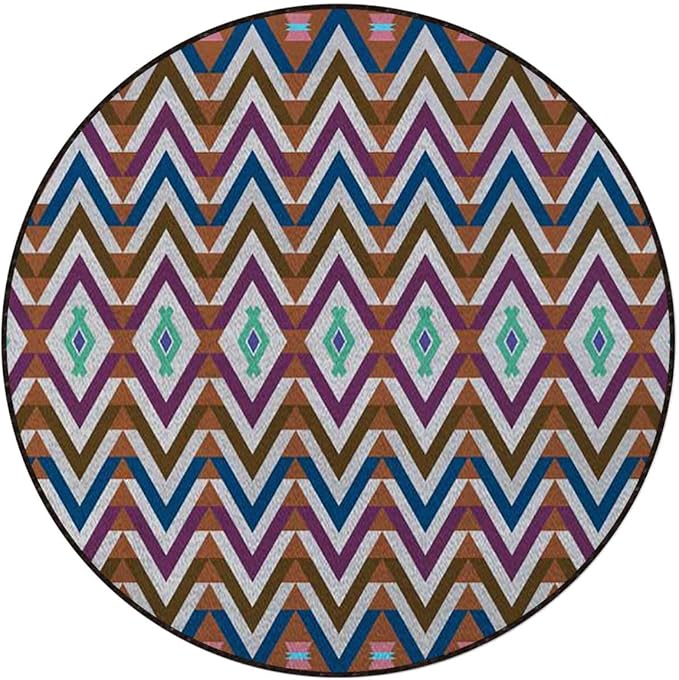 Pink Turquoise Light Yellow Office Chair Mat Hardwood Floor Computer Desk Mat Anti-Slip Gaming Chair Mat Round Floor Mat Durable Floor Protector Arrows Modern Trendy Diameter 35.4 in