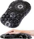 Mouse Pad Wrist Support Ergonomic Mouse Pad with Wrist Rest Comfortable Computer Mouse Pad for Laptop Pain Relief Mousepad with Non-Slip PU Base Sun Moon