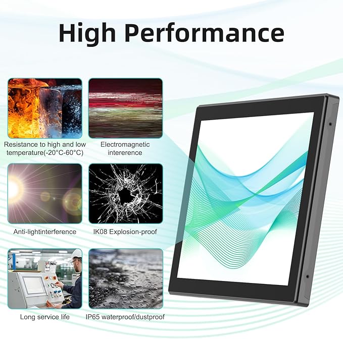 19 Inch 10 Points Industrial Capacitive Touch Monitor Surface is IP65 Waterproof 1280 x 1024 @ 60Hz TFT LCD IK08 Open Frame Design Touch Screen