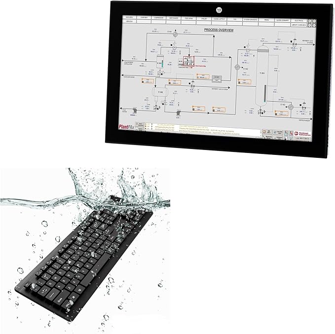 BoxWave Keyboard Compatible with Allen Bradley VersaView 6300P (24 in) - AquaProof USB Keyboard Washable Waterproof Water Resistant - Jet Black