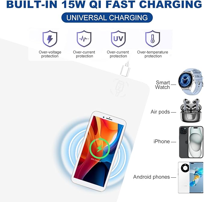 Desk Mat with Wireless Charging White Mouse Pad with Wireless Charger Desk Pad Matt for Desktop Mousepad Gaming Large Mouse Pad Leather Compute for Keyboard and Mouse 32 x 16