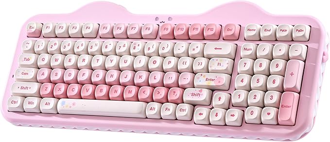 YUNZII C98 Wireless Mechanical Keyboard with Number Pad99 Key BT5.0/2.4G/USB-C Hot Swap Gasket Mount with PBT MOA KeycapsCustom RGBCute Cake Keyboard for Win/Mac (Pink Candy Linear Switch)