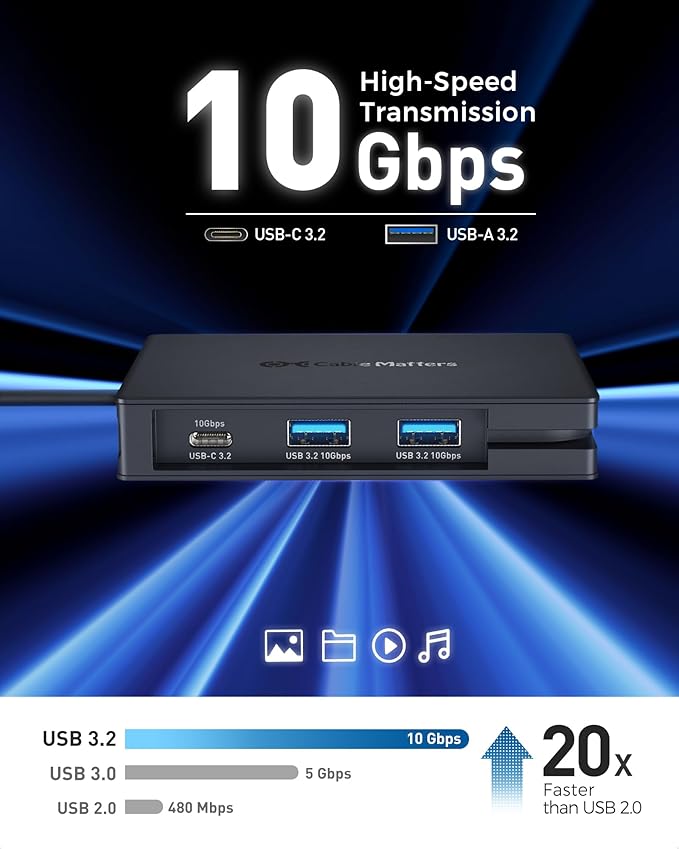 Cable Matters 8-in-1 Portable 40Gbps Dual HDMI USB4 Hub USB 4 Dock with 2X 4K@60Hz or 1x 4K@120Hz / 8K@30Hz 100W PD Gigabit Ethernet Compatible with Thunderbolt 4 (*macOS's Display Limitation)