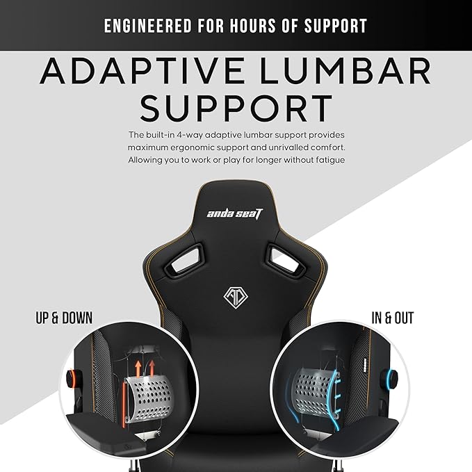 Anda Seat Kaiser 3 Large Gaming Chair for Adults - Ergonomic Black PVC Leather Gaming Seat with Lumbar Support Comfortable Office Chair with Neck Support - Heavy Duty Wide Computer Seat