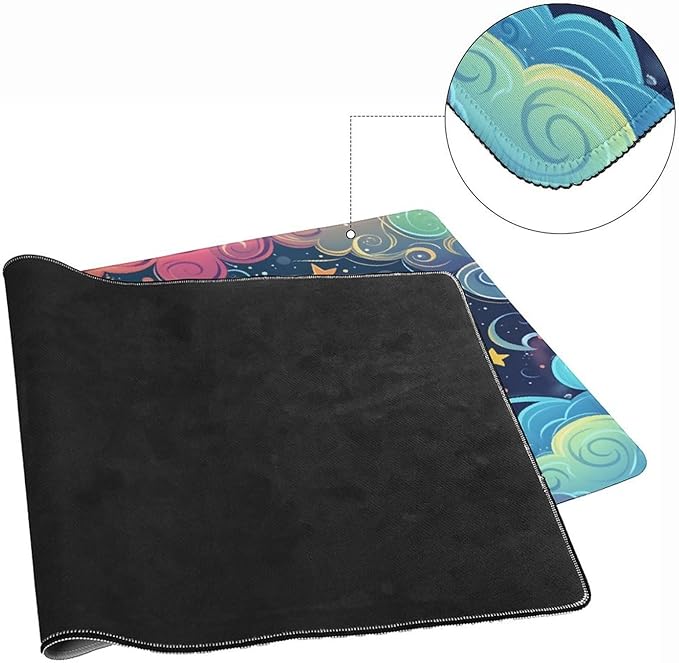 Colorful Galaxy Space Mouse Pad Large Desk Mat Extended Keyboard Mouse Pad with Non-Slip Base and Stitched Edge Mouse Mat Desk Pad 36x16 Mouse Pads for Desk Home Office Gaming
