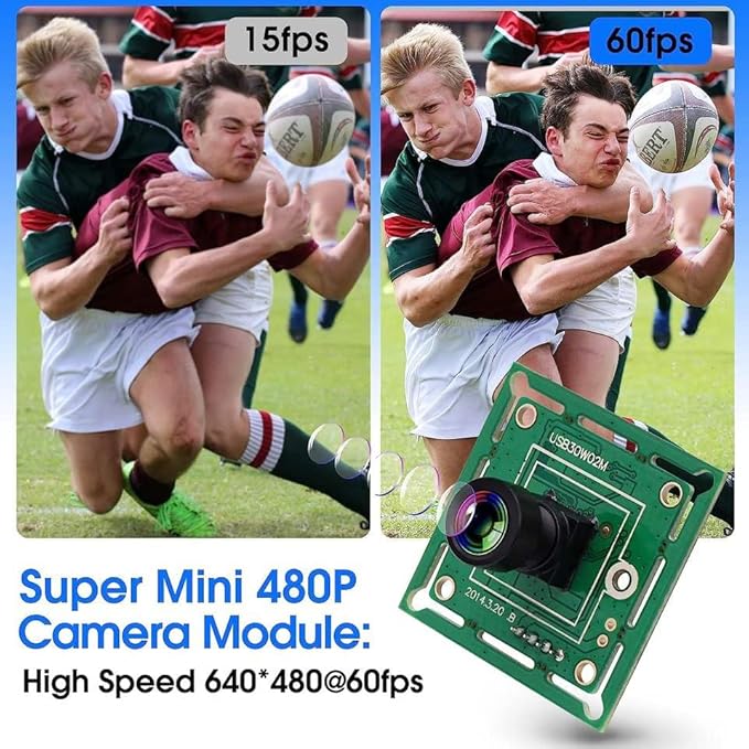 USB Camera Module 100 Degree No Diistortion Lens USB Camera 60fps High Speed Camera 10.2Inch Mini Webcam for Industrial Machine Supports Most OS with 3.3ft/1m Cable forRaspberry Pi Jetson Nano