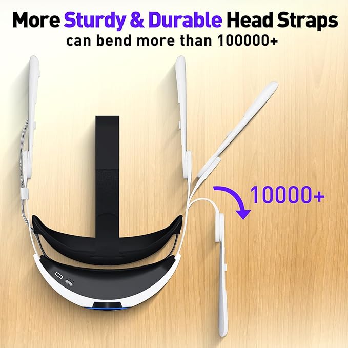 RGB Head Strap for Oculus/Meta Quest 2 Head Strap with Battery 10000mAh Pack for Extended 8 Hrs of Playtime Fast Charging VR Power Adjustable Elite Strap Enhanced Support and Balance in VR