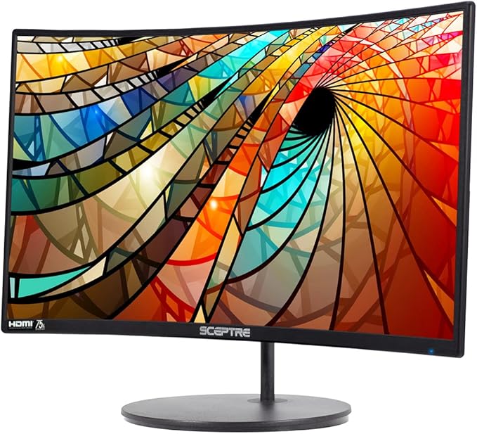 Sceptre 27 Curved 75Hz LED Monitor C278W-1920R Full HD 1080P HDMI DisplayPort VGA Speakers Ultra Thin Metal Black 1800R immersive curvature 2018Metallic Black