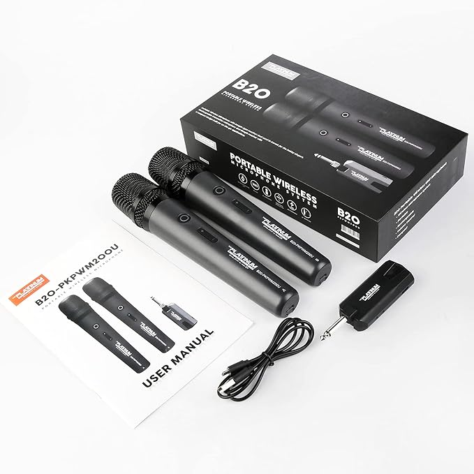 The Platinum Wireless Microphone for mic Input UHF Metal Dynamic Handheld Multipurpose mic with Rechargeable Receiver 160ft Range Suitable for Karaoke Machine/Amplifier Speake/Mixer/Church