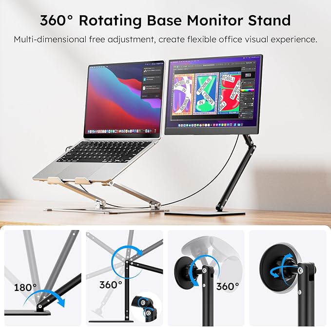 Portable Monitor 15.6 FHD 1080P IPS Travel Monitor for Laptop Foldable Stand &amp Carry Case Included USB-C Screen Extender for Laptop Mac PC Phone Xbox PS4/5 Switch