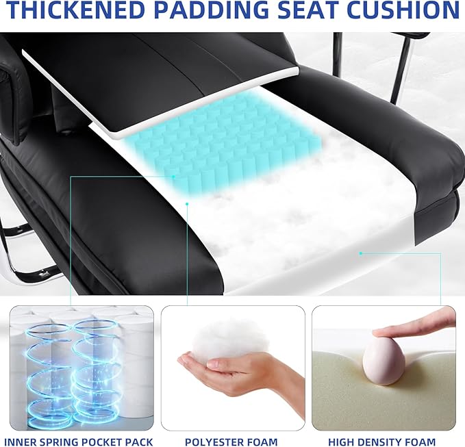 Big and Tall Office Chair 400lbs Wide Seat Executive Office Desk Chair High Back Computer Gaming ChairLumbar Support Computer Chair for Heavy PeopleBlack