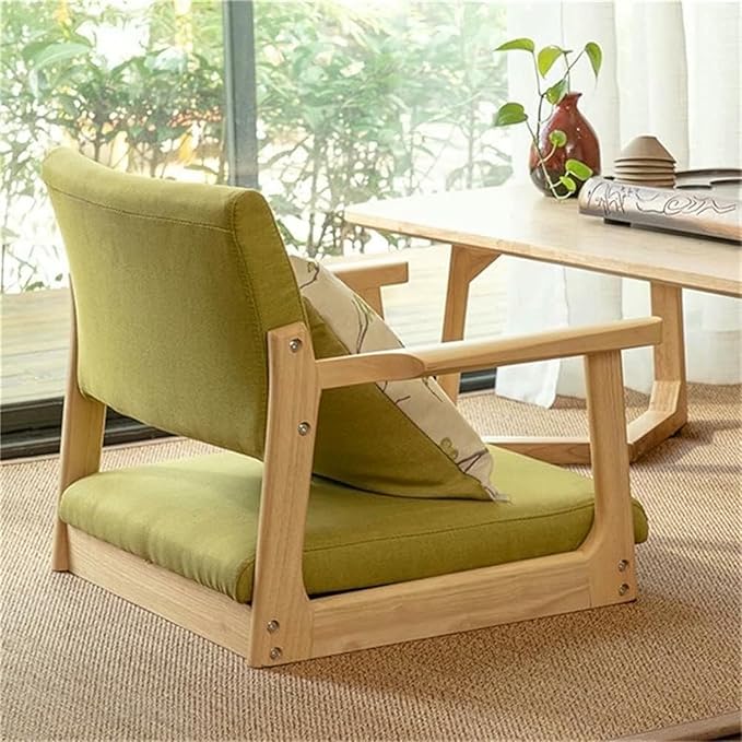 ELEFOCUS Home Work Chair Tatami Legless Floor Chair with Upholstered Cushion Multi-Functional Lounge for Living Room