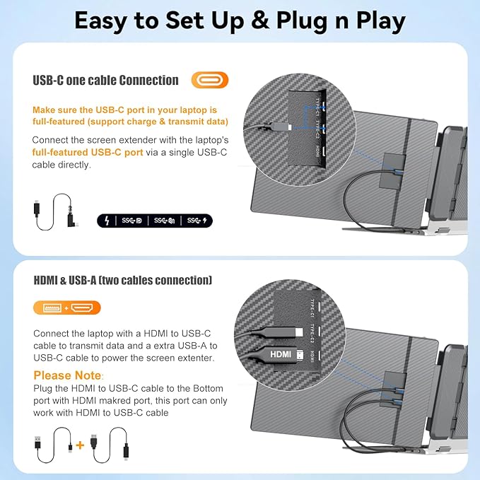 KEFEYA Laptop Screen Extender 2K 2160x1440 QHD Laptop Monitor Extender Dual Screen 14” Portable Monitor for Laptops 13-17 with USB-C/HDMI Port Plug n Play for Windows/Mac/Android/Switch/PS5