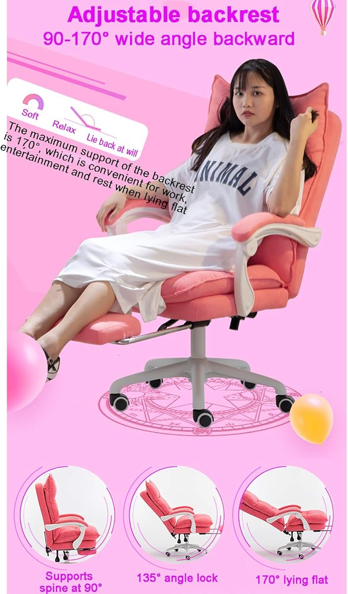 Office Chair Gaming Chair Computer Chair Ergonomic Computer Chair PU Leather Office ChairHigh Back Gaming Chair Height Adjustable Swivel Chair Tilt Recliner ChairModern Girls Desk Chair fo