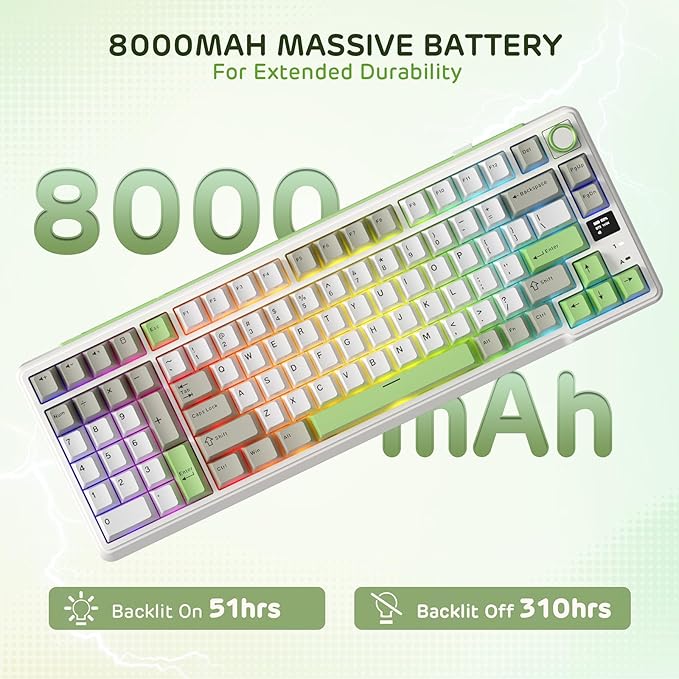 RK ROYAL KLUDGE L98 Wireless Mechanical Keyboard w/Left-Handed Southpaw Design Numpad &amp Hot Swappable Knob Tri-Mode 95% Keyboard BT/2.4G/USB-C Pro Software Gasket Mount Massive 8000mAh Battery