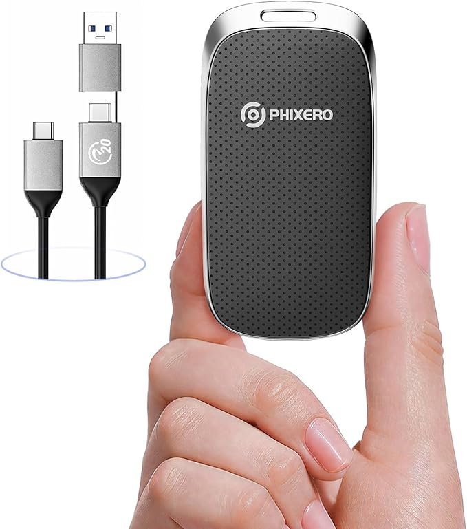 PHIXERO P20 External Portable SSD 2TBup to 2050Mb/sExternal Solid State Drives with 2 in 1 USB C Cable with LED IndicatorUSB 3.2 Gen 2 Portable Hard Drive for iPhone 15/16 PRO Mac PC &amp Laptop