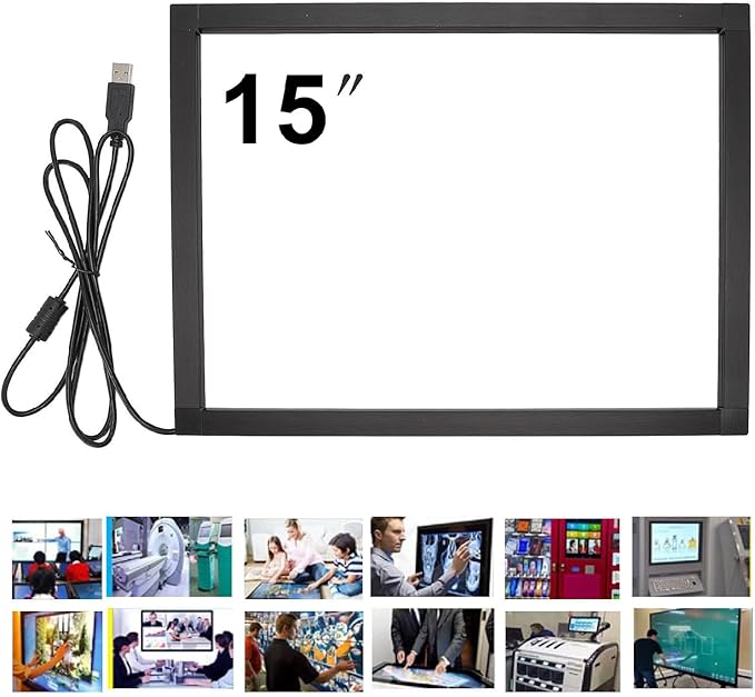 Bewinner Infrared Touch Frame Interactive IR Touch Overlay Panel for Education Digital Signage with USB InterfaceAluminum Alloy Touch Screen Overlay (15 inch)