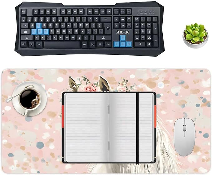 XXL Gaming Mouse Pad Animal Horse Flower XXL Gaming Mouse Pad Large Desk Mat Protector for Desktop Anti-Slip Rubber Extended Computer Keyboard Mat Writing Pad for Work Office 15.7 * 35.4 inB-1775