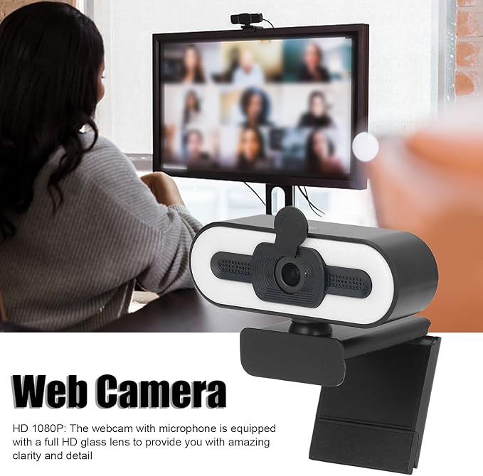 Web Camera 1080P HD with Auto Focusing Noise Reduction Easy Installation for Desktop and Laptop - Full HD Clarity Plug and Play Ideal for Video Conferencing and Webinars