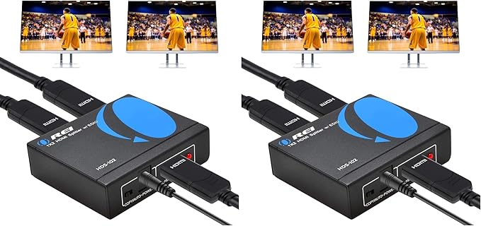 OREI 4K 1 in 2 Out HDMI Splitter Duplicate/Mirror Only UltraHD 4K @ 30 Hz 1x2 Will NOT Bypass HDCP HDMI Supports 3D Full HD 1080P for Xbox PS4 PS3 Fire Stick Blu Ray Apple TV HDTV - Adapter Included