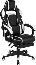 Flash Furniture X40 Gaming Chair Racing Ergonomic Computer Chair with Fully Reclining Back/Arms Slide-Out Footrest Massaging Lumbar - White