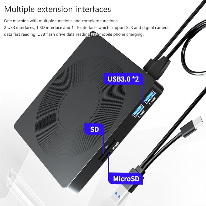 Portable 6 in 1 External Disc Drives USB Writer with Highly Speed Data Transfer for Laptops and Desktops