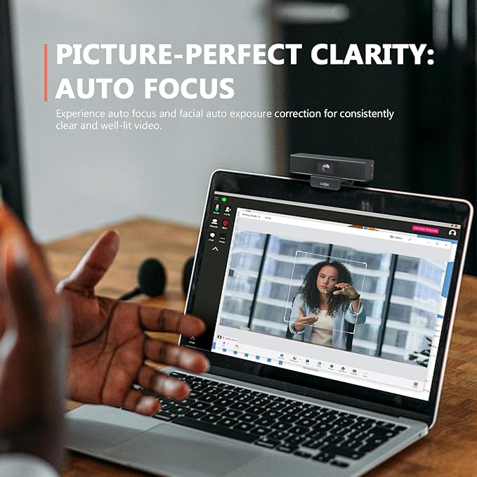 Desk Mate - Hybrid HDR Streaming Webcam with AutoFocus &amp Tracking HD 1080p Noise Reduction Software Control for Google Gemini