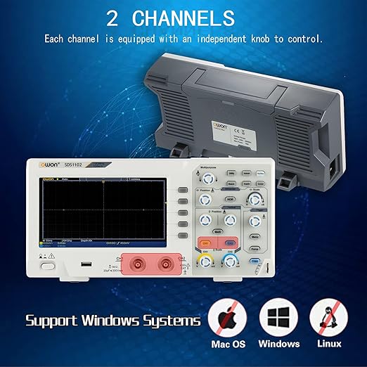 Abestop Lab Oscilloscope SDS1102 100MHz Digital Oscilloscope 2 Channels Oscillograph 1GS/s Sample Rate with 7 inch LCD for Multi Tester