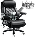 700LBS Large Heavy Duty Office Chair with 5D Flip Arms Comfy Big and Tall Executive Office Desk Chair with Pocket Spring Cushion High Back Computer Chair with Lumbar SupportDual Rubber Wheel