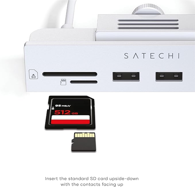 Satechi USB C Hub iMac USB Adapter USB C Data Port USB-A 3.0 Data Micro/SD Card Readers USB C Clamp Hub for iMac M4 Does Not Fit 2020 iMac &amp Earlier Models - Silver
