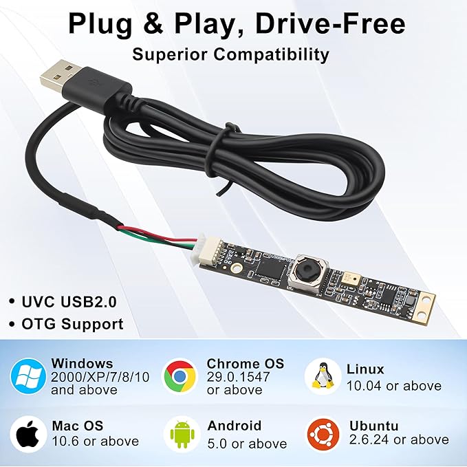 SVPRO 8MP USB Camera with Microphone - UVC Micro Webcam Board for PC/Laptop Autofocus Camera Module for Laser Engraver/Lightburn USB Plug &amp Play for Windows/MacOS/Linux/Android