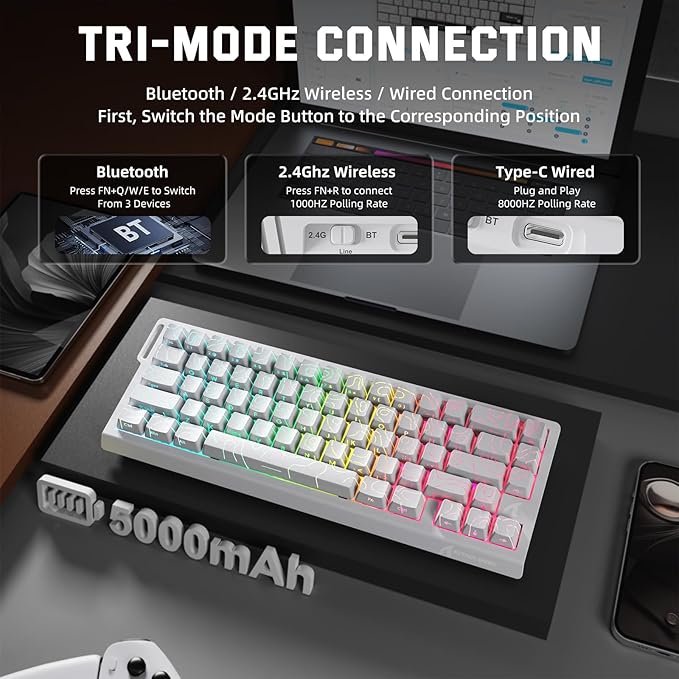 ATTACK SHARK X11 &amp X68 PRO HE Wireless Gaming ComboRapid Trigger Hall Effect Magnetic Switch 8K KeyboardUltra-Light 22K DPI PAW3311 Optical Sensor MouseRGB Backlit Tri-Mode with Coiled Cable-Wh